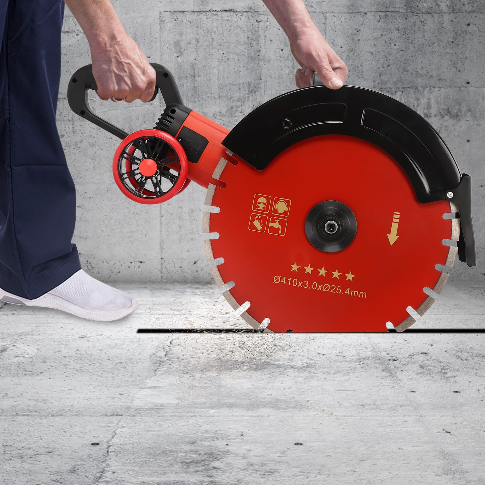 Sega Elettrica per Calcestruzzo GMSLuu da 4000 W, 220 V, Lama Diamantata da 41 cm, 3000 giri/min, Sega per Calcestruzzo Bagnato/Secco di Pietra, Cemento, Granito, Mattoni Rossi, Ceramica, Pavimenti in