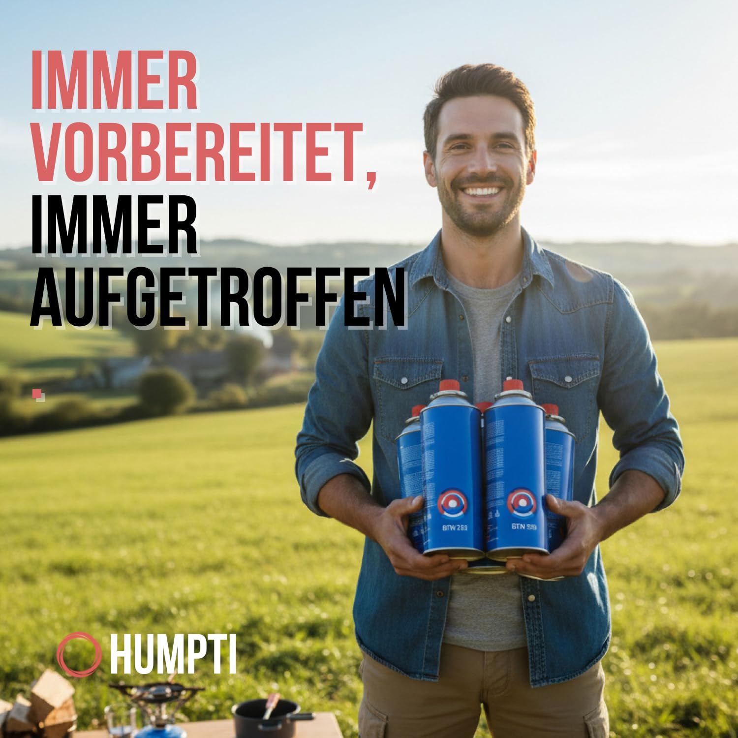 Campingkocher + 4 Gaskartuschen 227g Butane EN417 Inklusive - Portabler Gaskocher Adapter Kartusche Leicht Kompakt - Camping Wandern Innenbereich Notfall (28 Gaskartuschen)
