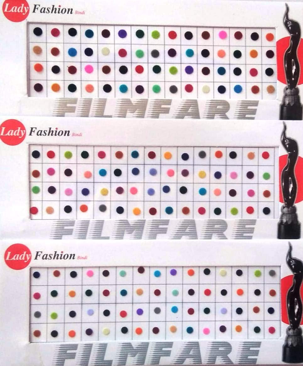 Parveen Enterprises-Lady Fashion Mix Size Multicolour Bindi Set of 3 Packs and Get Free Assured Gift Shown in Last Image
