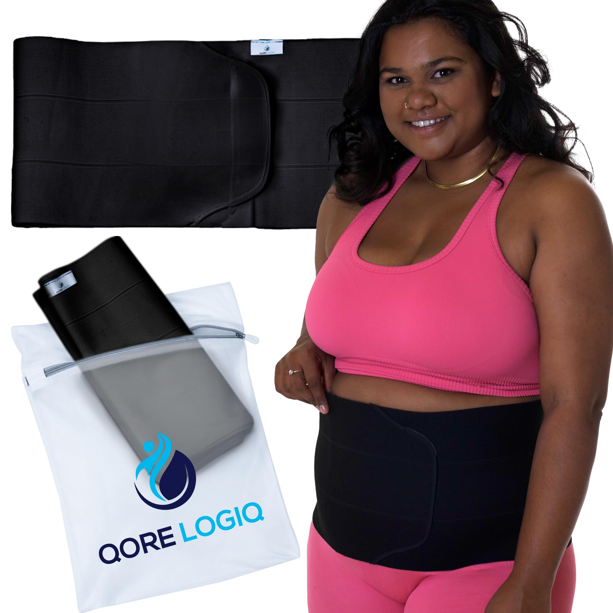 QORE LOGIQ Plus Size Abdominal Binder Post Surgery - C Section Belly Binder, Postpartum Belly Band, Adjustable 9