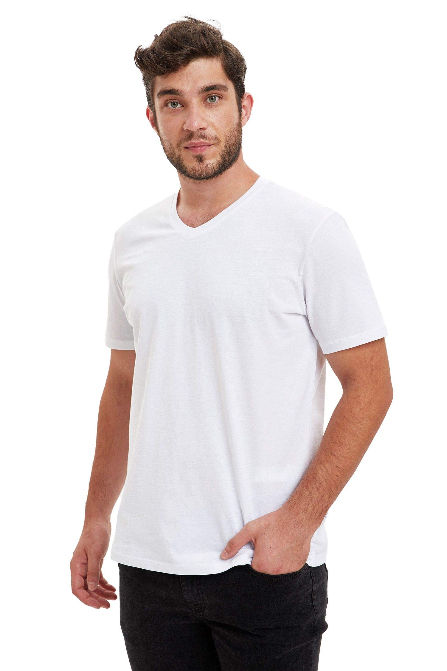 Slim Fit V Yaka Basic Kısa Kollu Tişört
