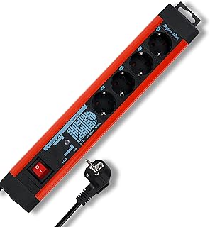 REV SupraLine Steckdosenleiste 4-Fach - Mehrfachsteckdose mit Schalter, 2,6m Kabel, Überspannungsschutz & Netzfilter, Kupfer