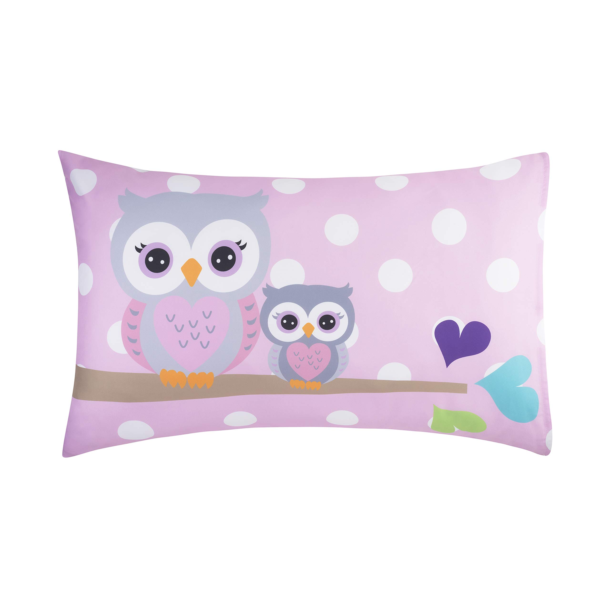EVERYDAY KIDS 2-Pack Standard Size Pillowcases Fit Pillows 30 x 20” - Soft Breathable 100% Cotton Percale - Perfect for Toddler Little Girl Twin/Full Size Bed - Owls