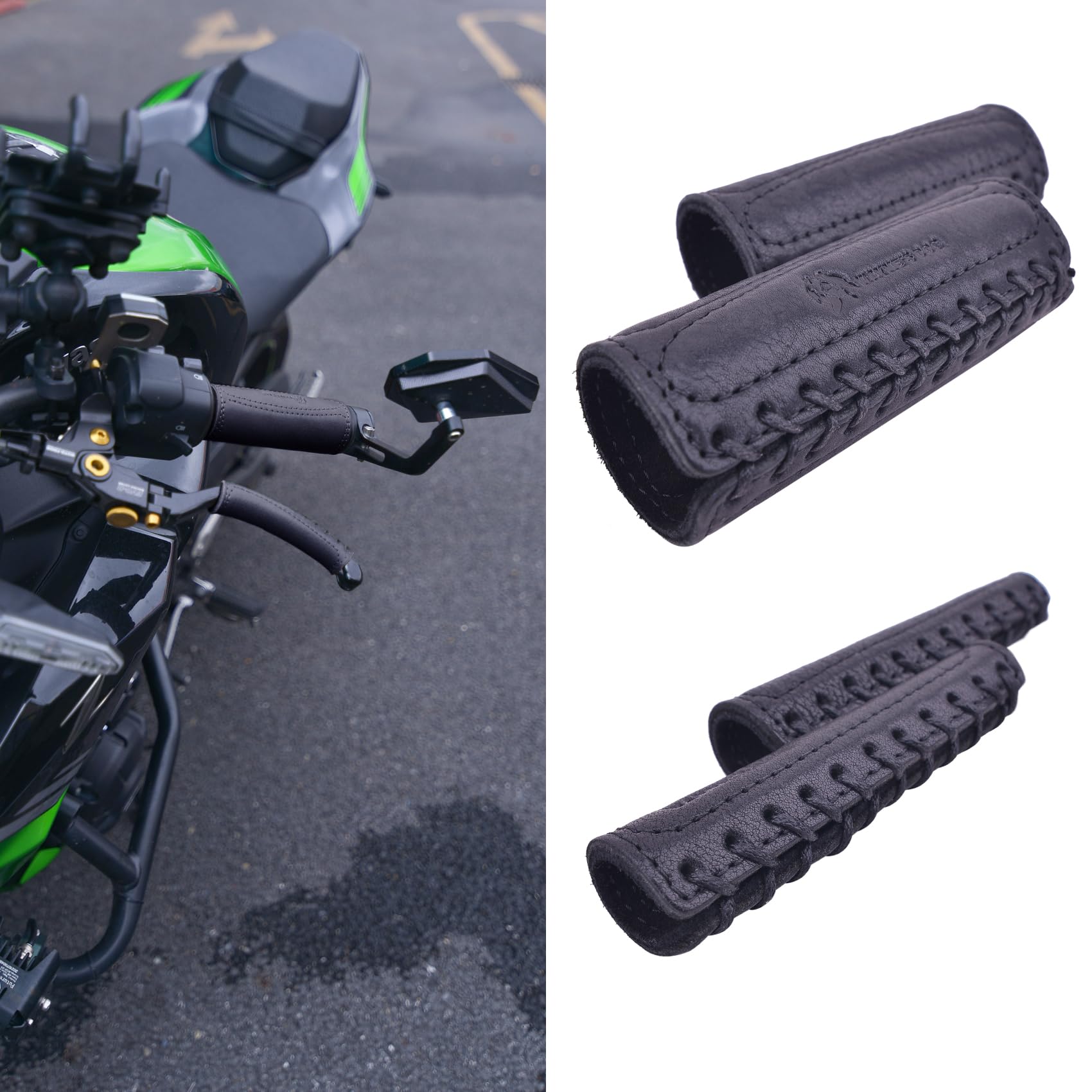 Copri manubrio in pelle per moto, senza frange, per moto HD