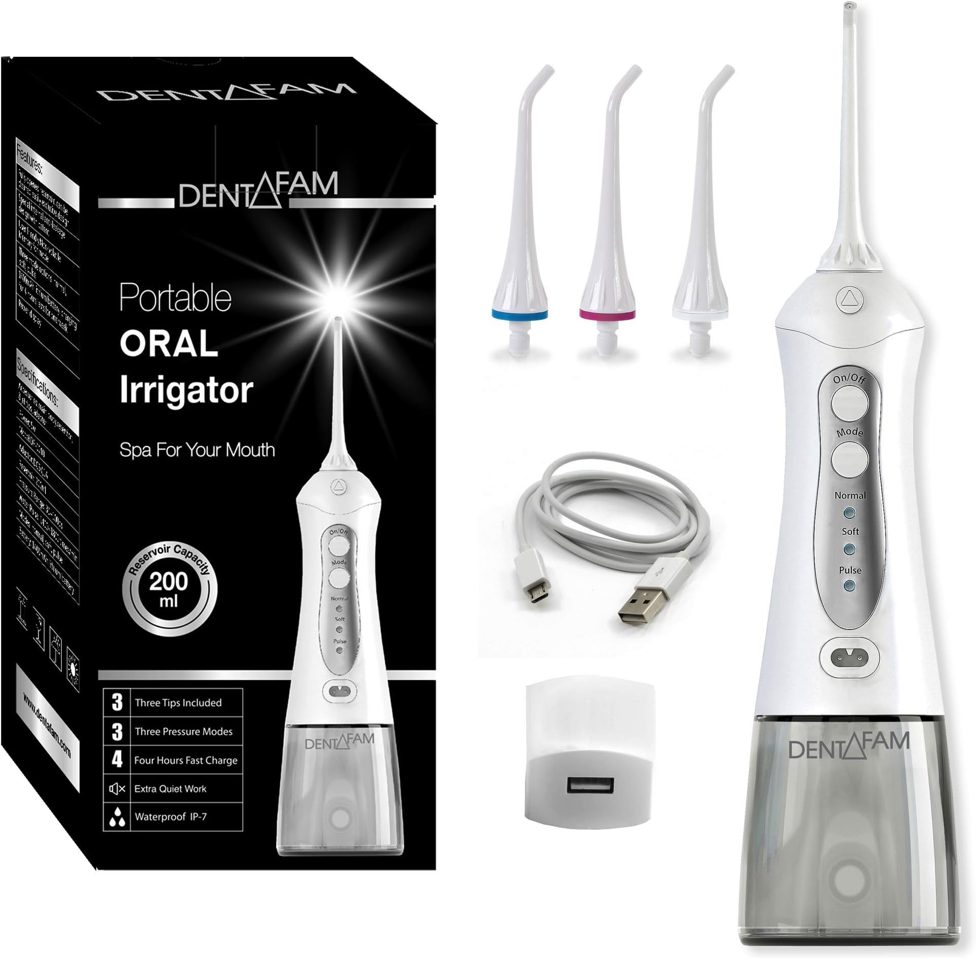Water Flosser Cordless Oral Irrigator - Teeth Cleaner Water Floss - Rechargeable Portable Oral Irrigator for Travel and Home