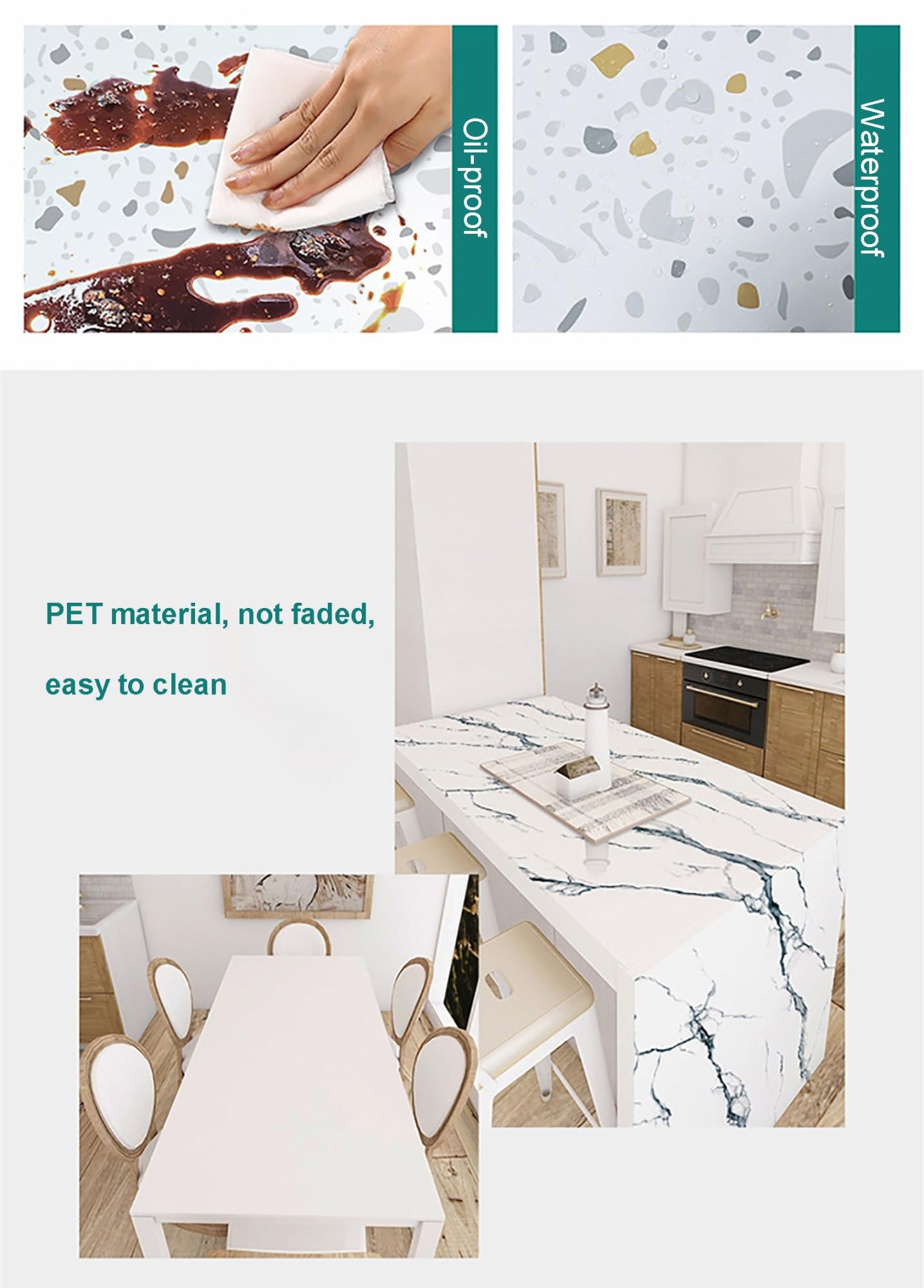 Papel pintado de cocina autoadhesivo para encimeras, impermeable, vinilo para muebles de cocina (color: #10, tamaño: 0,6 x 5 m)