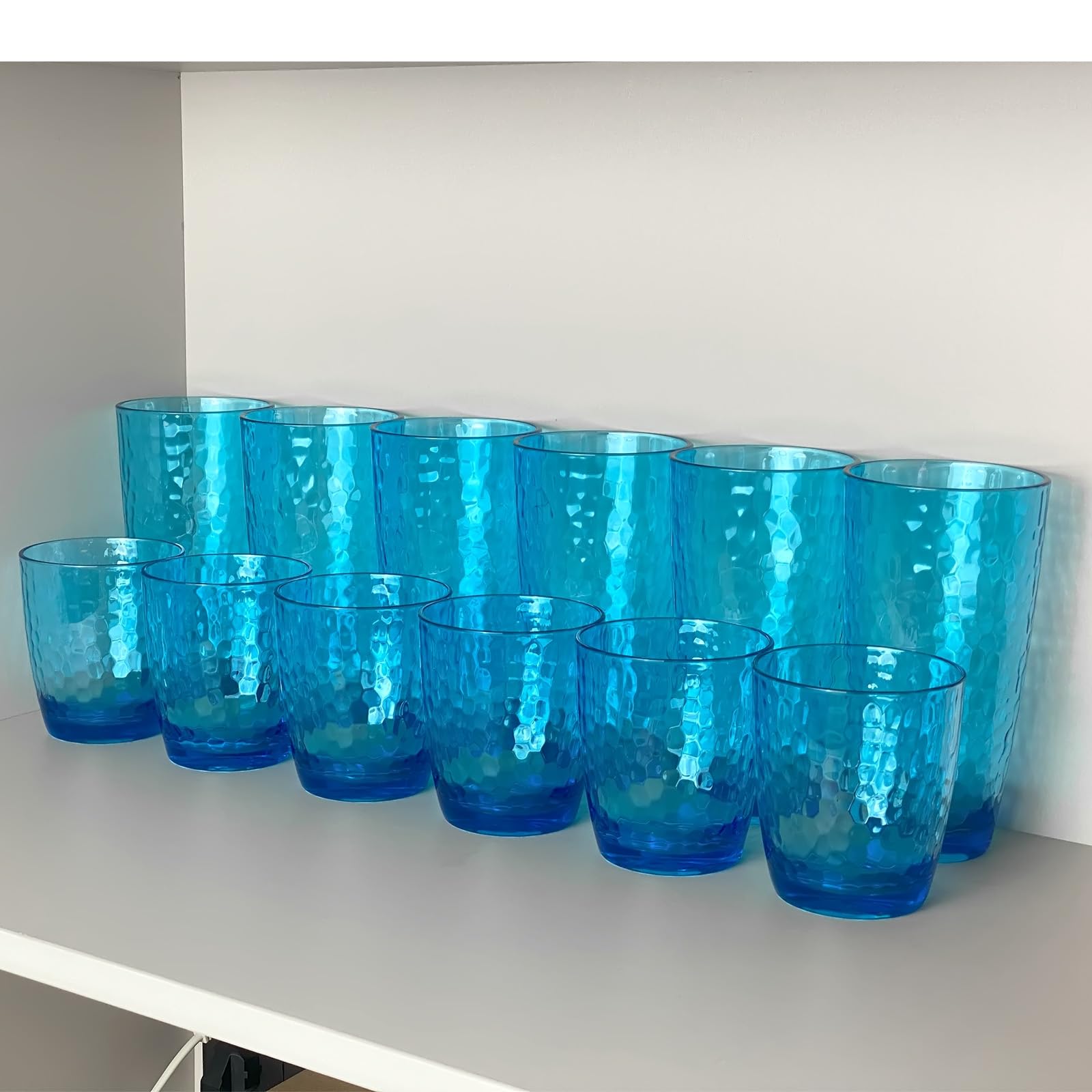 Lot de 6 grands gobelets en plastique acrylique de 760 ml, style martelé, sans BPA (bleu)