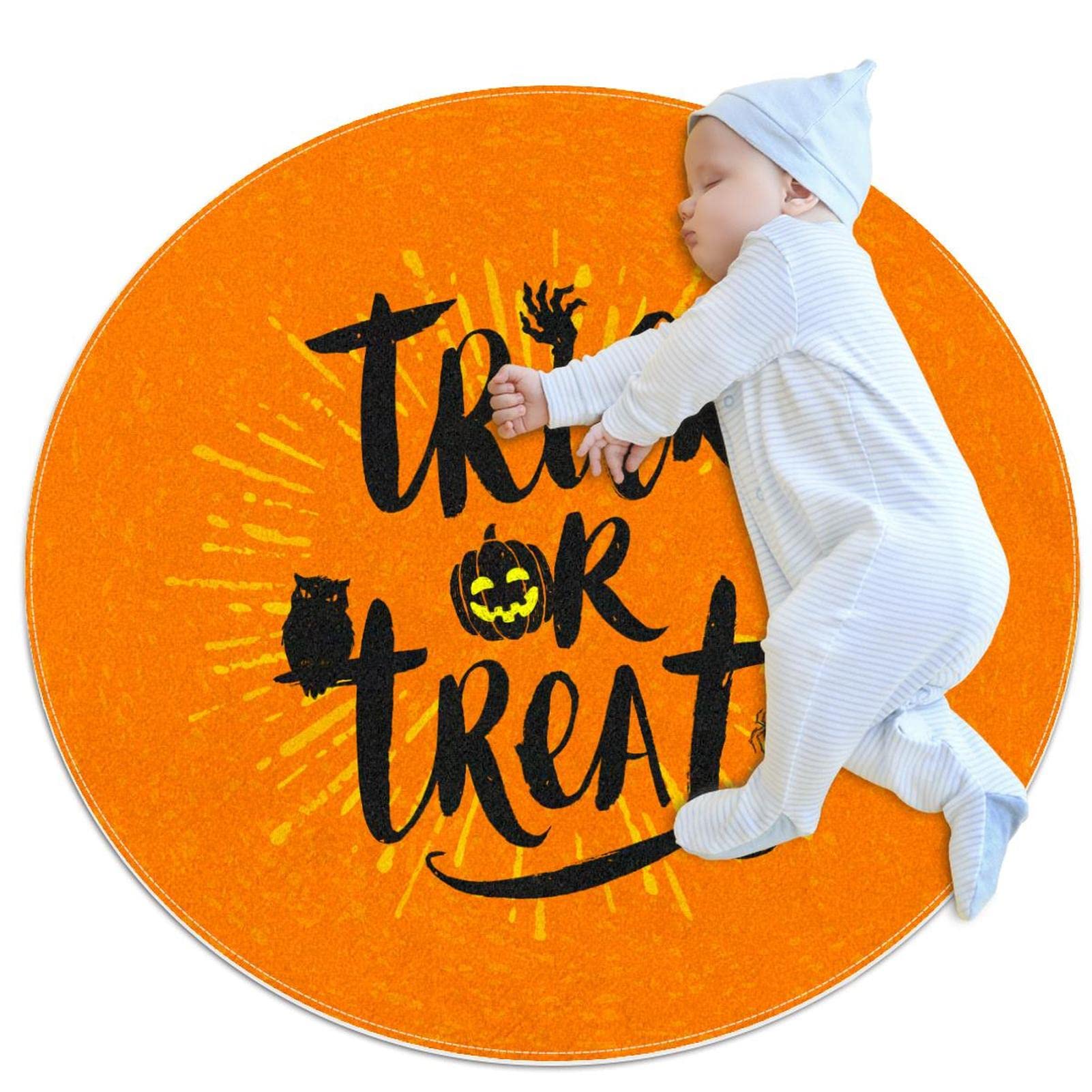 Tapis de Sol Circulaire Halloween Antidérapant Tapis Rond Moderne 31.5IN