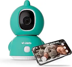 Babá Eletrônica Wi-Fi Velds, Visão Noturna, Detecção de Choro, Sensor de Temperatura, Áudio Bidirecional, Armazenamento até 256GB, Câmera Monitor de Bebê com Capinha Verde Dragão
