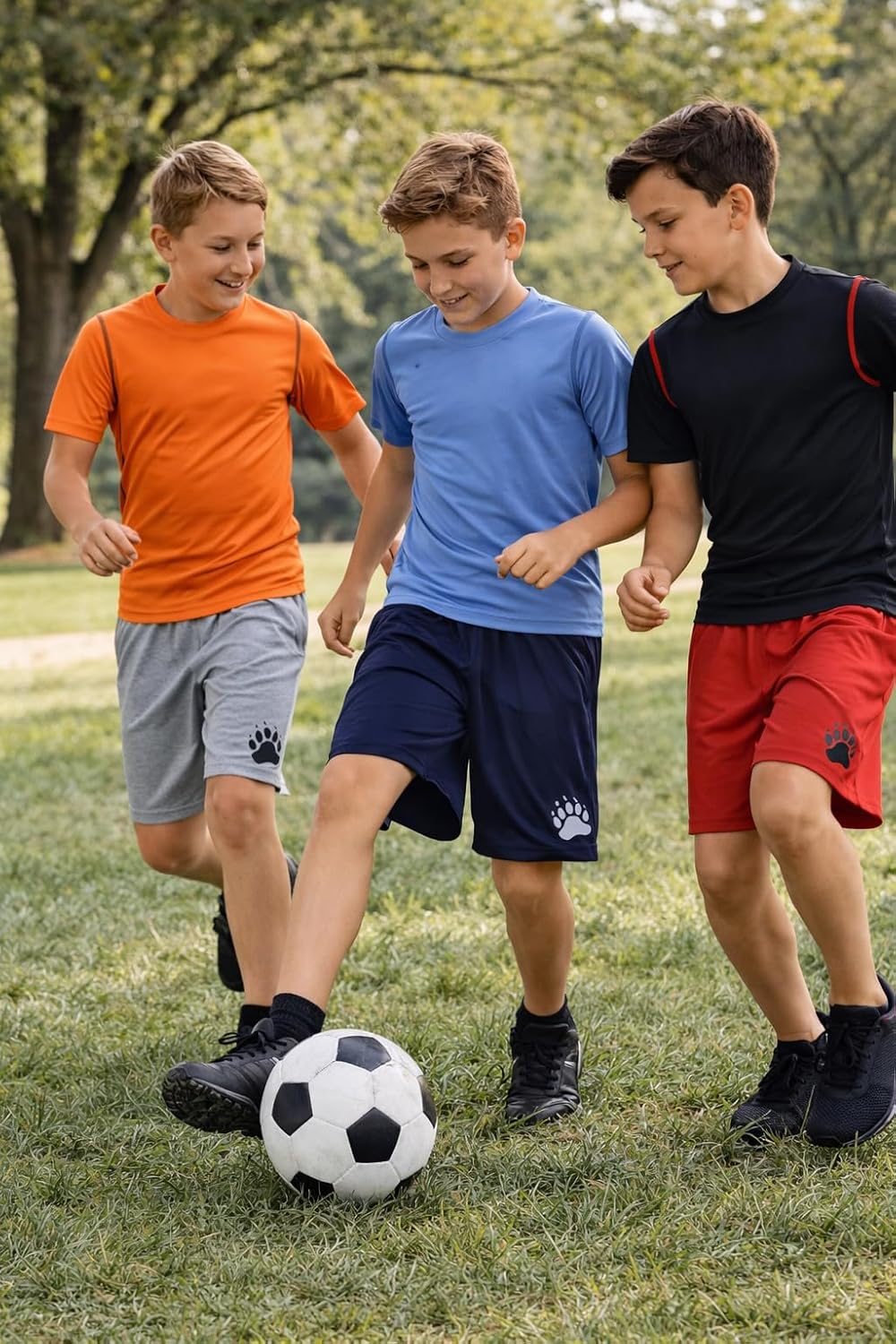 Black Bear Active Boys Short Sets - 2 Piece Performance Crewneck Short Sleeve T-Shirt and Shorts Boys Athletic Sets (8-18)