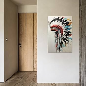 アメリカンスタイルの絵画装飾　油絵　壁掛け絵画 Amazon.co.jp: ZXHYWYM ネイティブアメリカン キャンバス ウォール