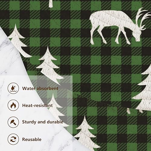 Miniatura 3 de 3 Pcs Pot Holder Trivet Mats for Hot Pots and Pans 15in Cotton Thread Weave Pots Pans Set Holder for Bowl Protecting Table Buffalo Plaid