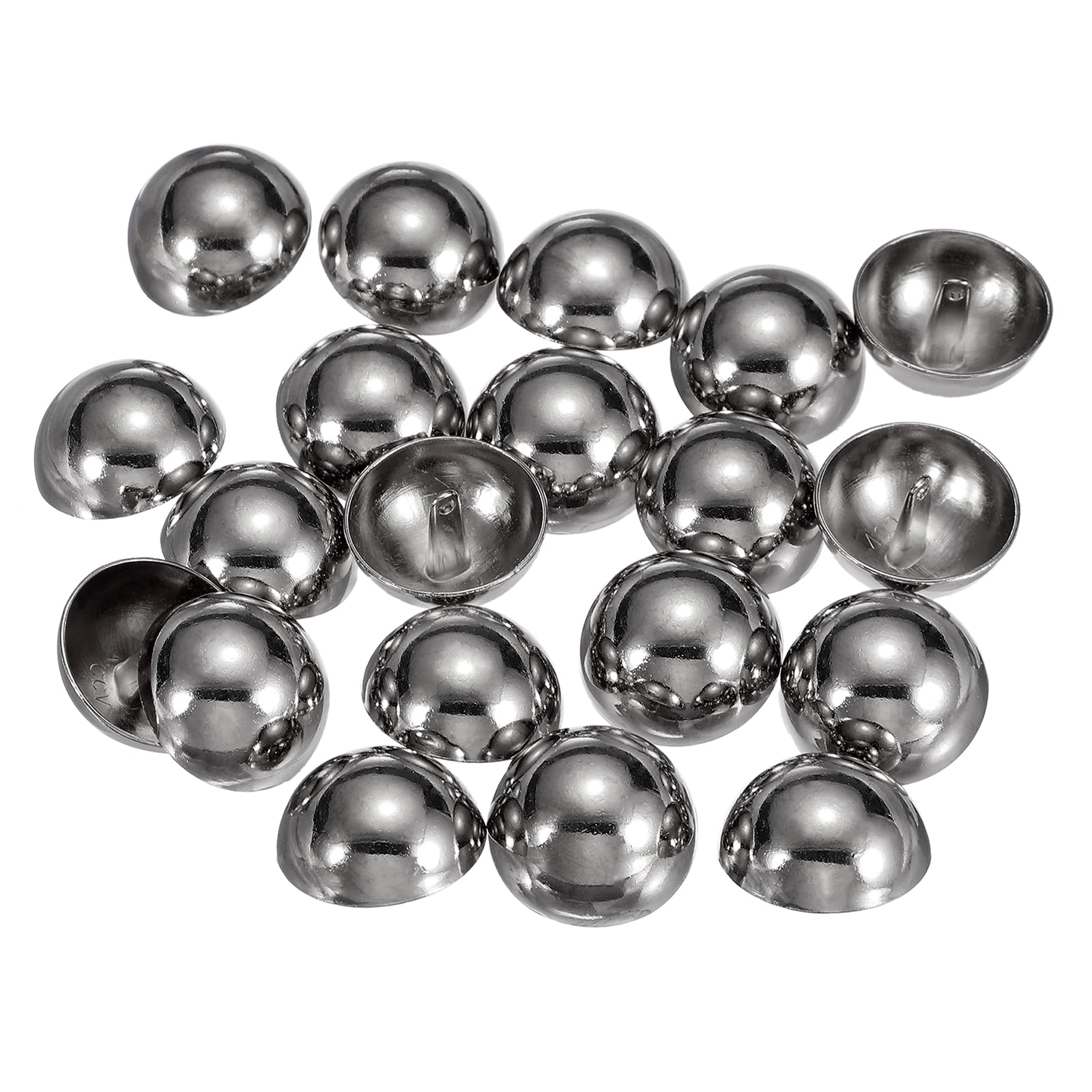 sourcing map 20pcs Half-Domed Metal Sewing Buttons, 28mm / 1.10" Half Round Mushroom Pearl Cap Metal Buttons with Shank for Blazer Suit Coat Jacket Cloth Garment Decoration, Black