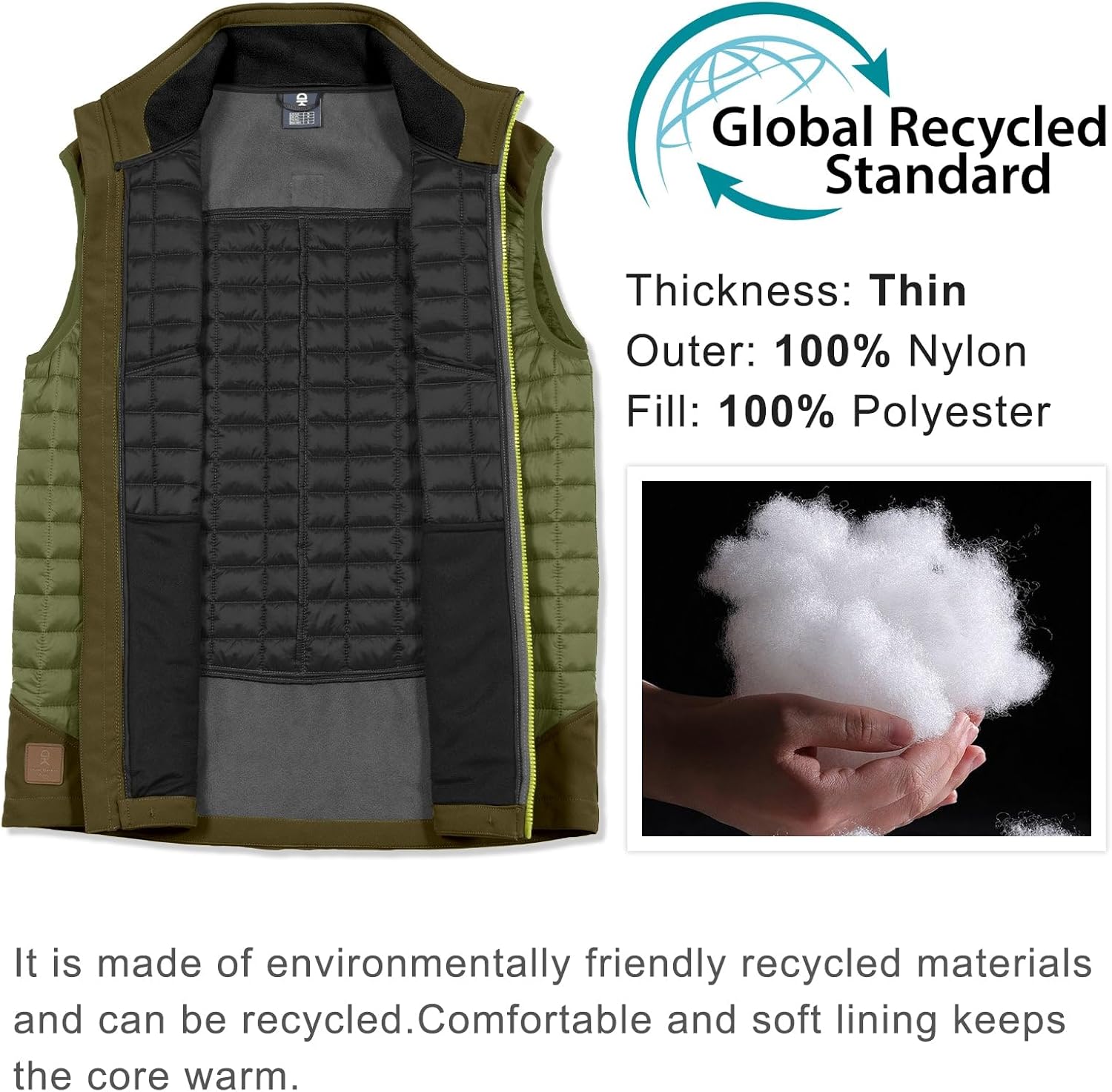 Little Donkey Andy Men’s Lightweight Puffer Vest, Warm Outdoor Sleeveless Jacket for Golf Hiking Running - Image 4