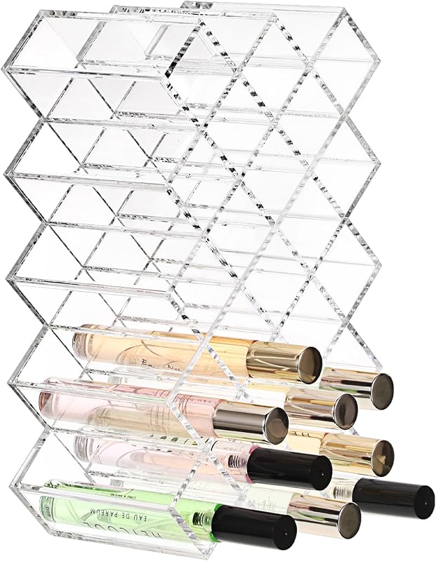 Organizador de Perfumes e Maquiagem ELLDOO com 23 Compartimentos, Acrílico Transparente, Empilhável, 5 Níveis