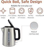 Vista 2 de Yaxa Basics - Hervidor eléctrico, para agua caliente, café y té, apagado automático, protección contra ebullición en seco, sin bisfenol A, 1.8