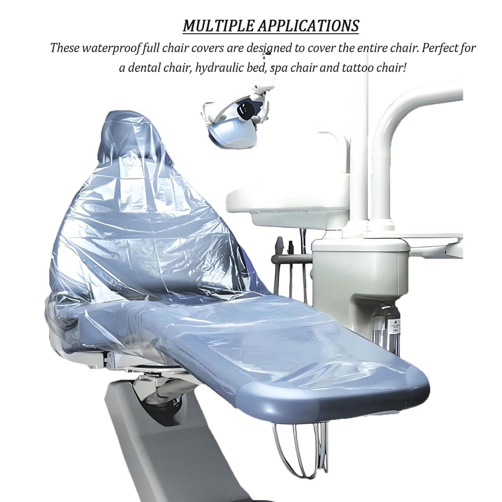 Fundas Protectoras Desechables de plástico Transparente para sillones dentales, Fundas Transparentes Impermeables para sillones dentales.