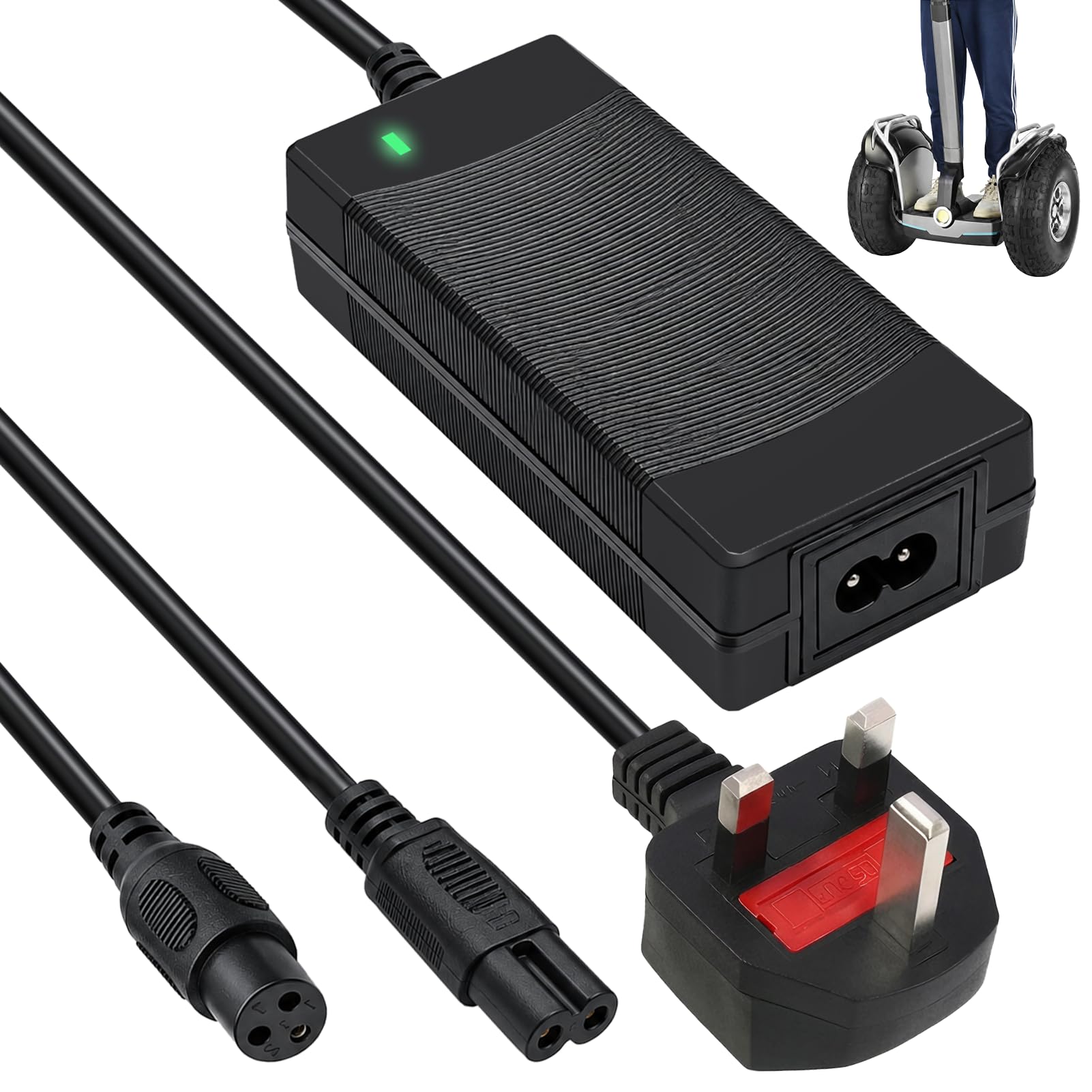 42V2A Electric Scooter Charger Hoverboard Charger UK 3Pin, LED Indicator