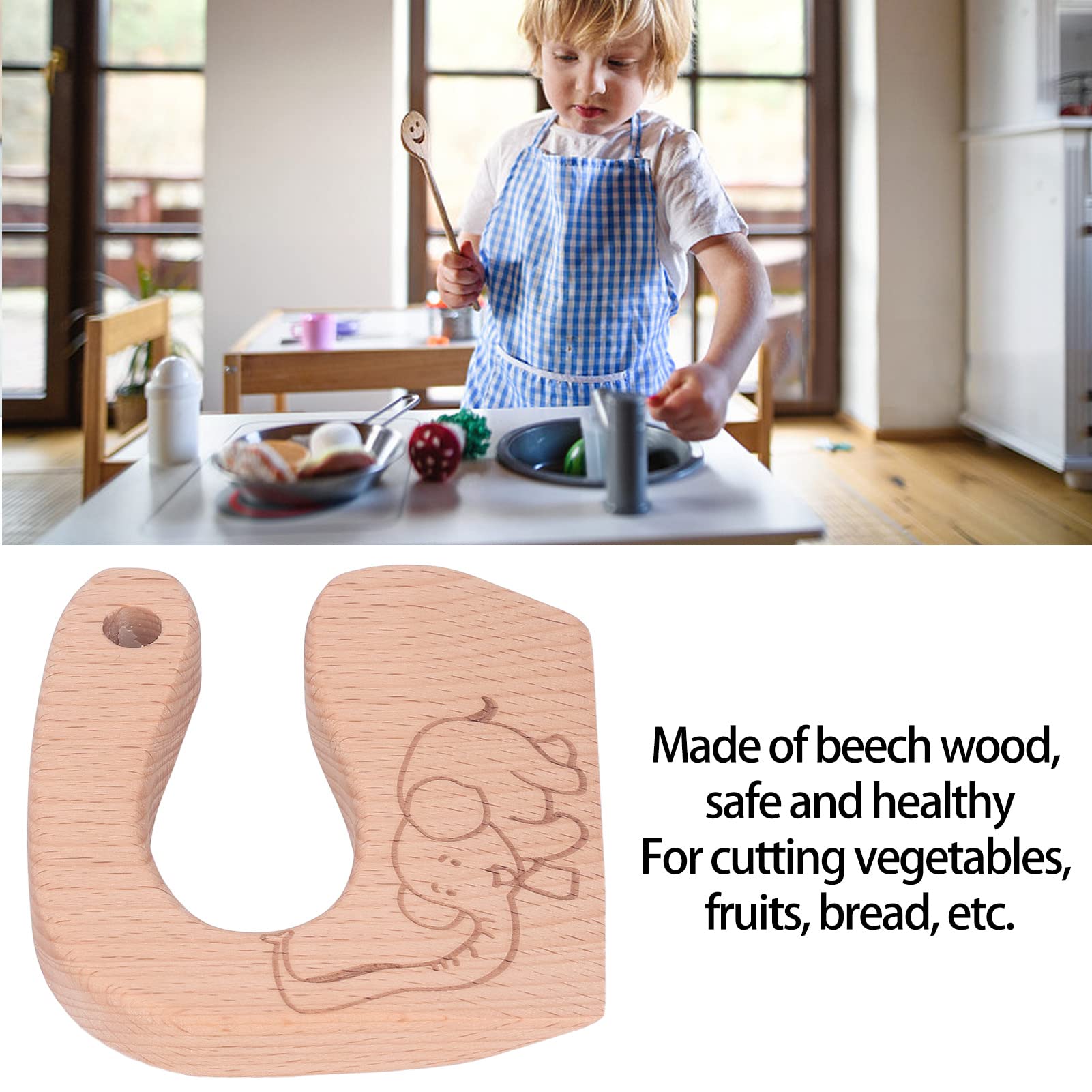 Qcwwy Tritatutto da cucina per bambini, coltello in legno per bambini, design ergonomico ecologico, motivo animale, dimensioni compatte per 2-8 anni, educazione precoce