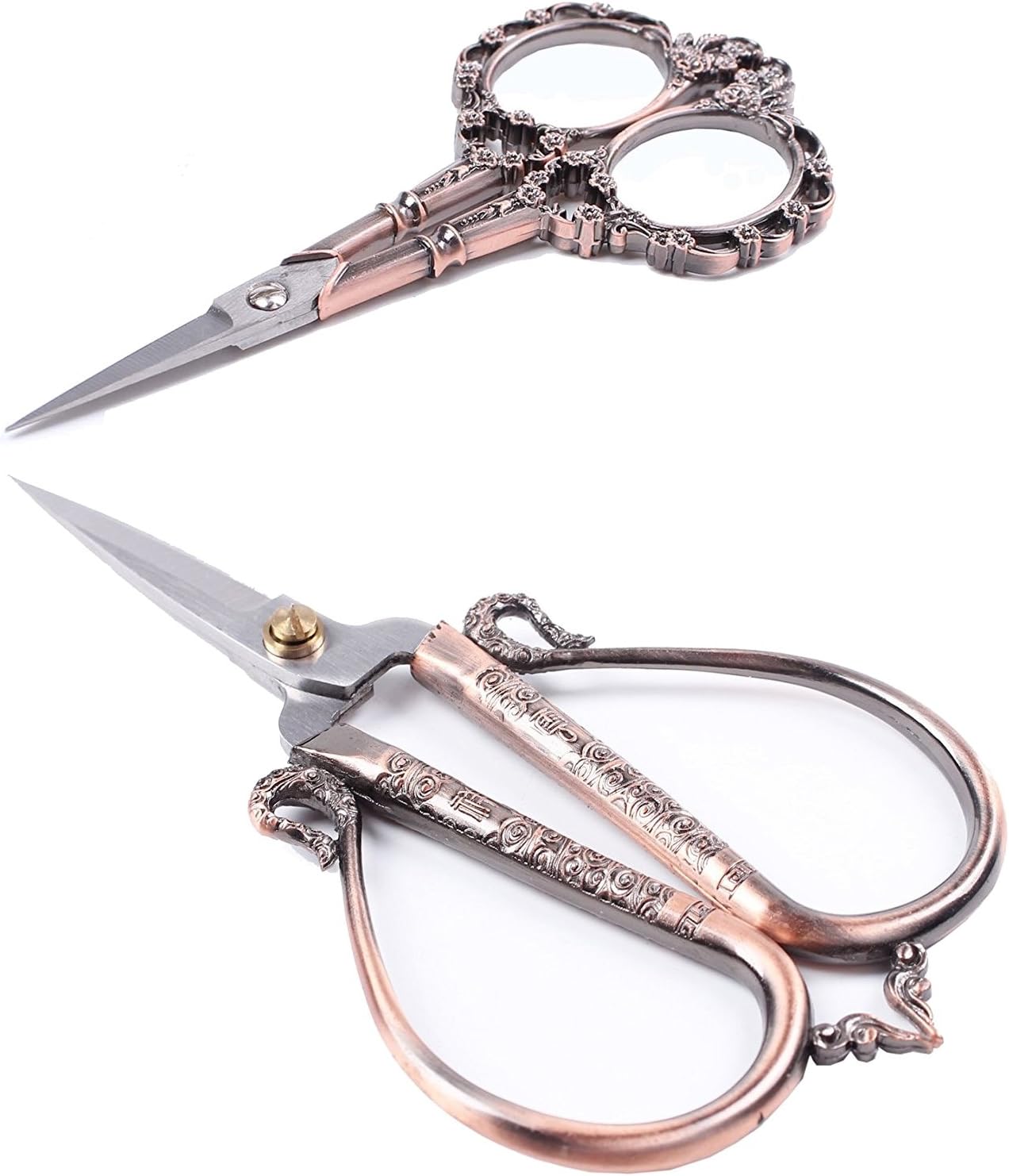 BIHRTC Vintage European Style Stainless Steel Auspicious Clouds and Plum Blossom Scissors Sewing Shears DIY Tools for Needlework,Embroidery, Sewing, Craft, Art Work & Everyday Use