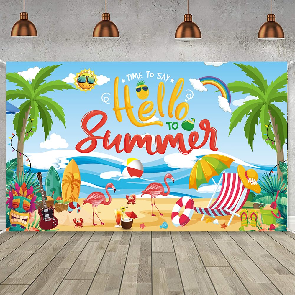 LeDuo Hawaiian Aloha Party Decoration, Summer Luau Beach Banner Backdrop Background Photography for Birthday Musical Party Tropical Tiki Themed