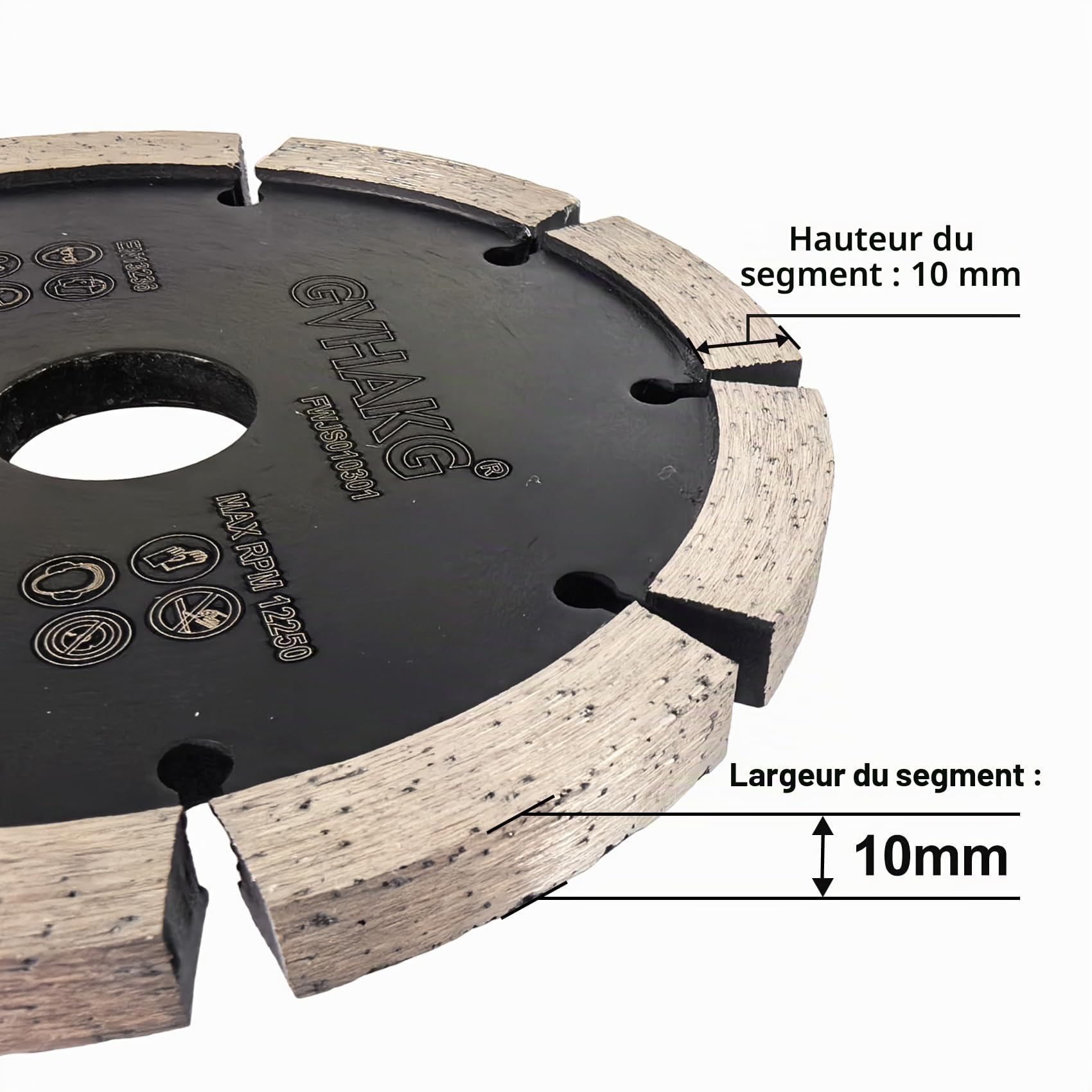 Disque de fraisage diamanté 125 mm, fraise à joints 10 mm pour béton, mortier, brique, maçonnerie et plâtre (125 x 10 x 22,23 mm)