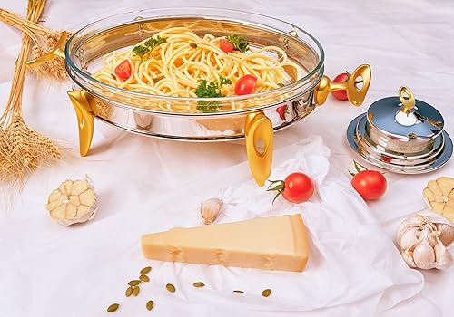 Miniatura 7 de Regent O2 - Calentador ovalado de acero inoxidable de 3 litros con tapa de acero inoxidable, plato para rozar, servidores de bufé, dorado, plateado