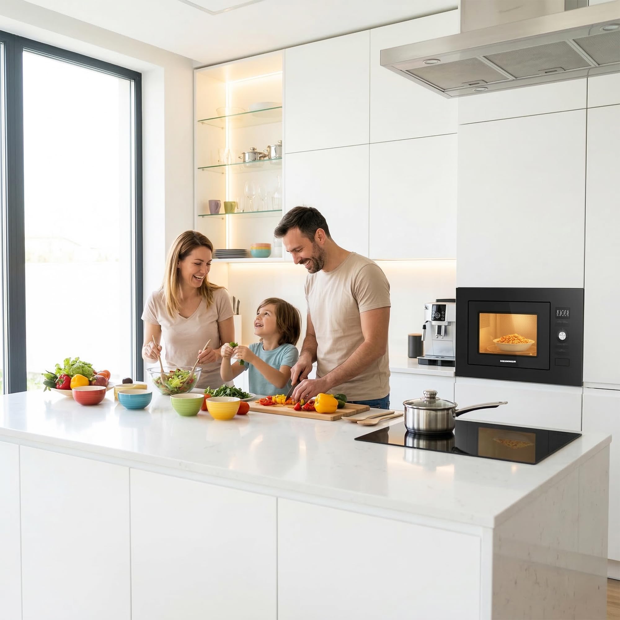 HMW-MDBI20GDBK Einbau-Mikrowelle mit 28 L Garraum, Digitalsteuerung und 1000 W Grill, modernes schwarzes Design, einfache Bedienung, ideal für moderne Küchen, inklusive 5 Jahre Garantie
