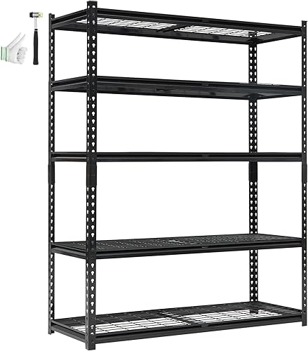 Miniatura 8 de Estantería de garaje ajustable de 5 niveles, estante de metal resistente de 3000 libras, 48 pulgadas de ancho x 24 pulgadas de profundidad x 72