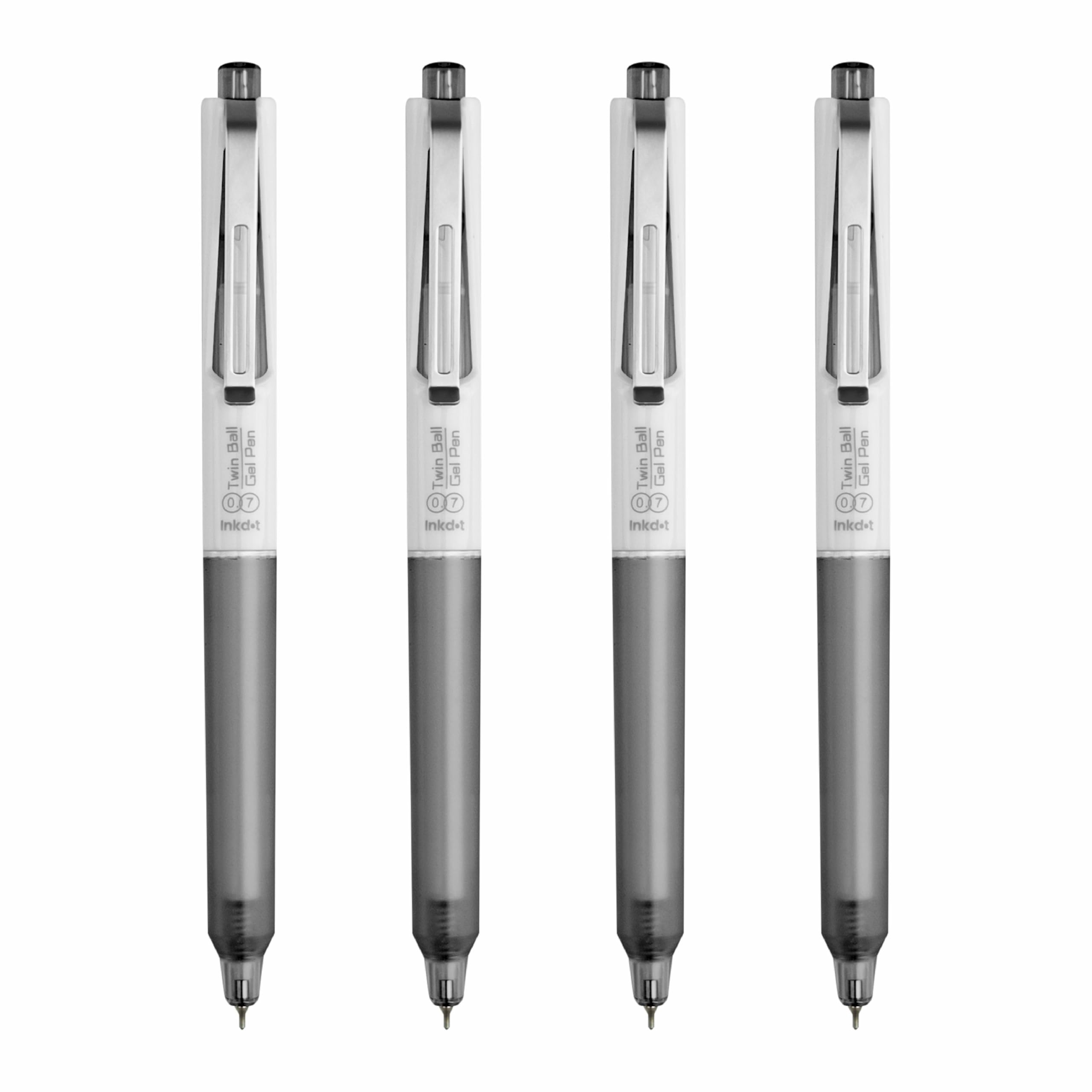 Anupam Sylent Roller - Bolígrafo de gel de 0,7 mm, impermeable, suave, de secado rápido, tinta oscura, agarre cómodo, bolígrafo de examen y oficina, tinta negra, recargable (negro, paquete de 4)