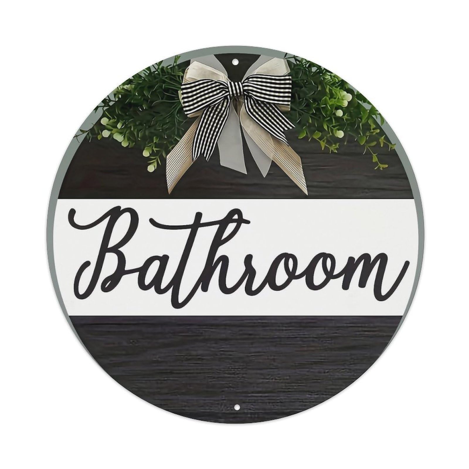 Bathroom Sign With Bow Metal Tin Sign Plaque