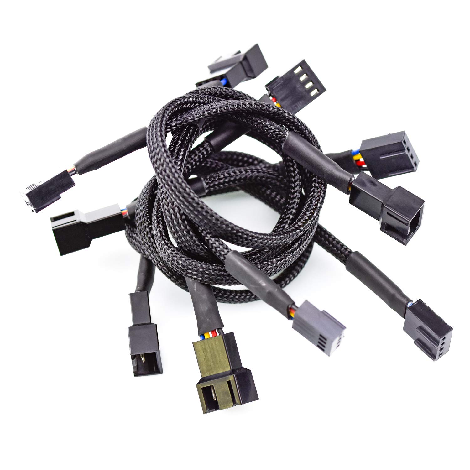 FEIGO 10.6 inches 4 Pin Fan Cable Extension PWM Connector Case Fan Extension Power Cable for