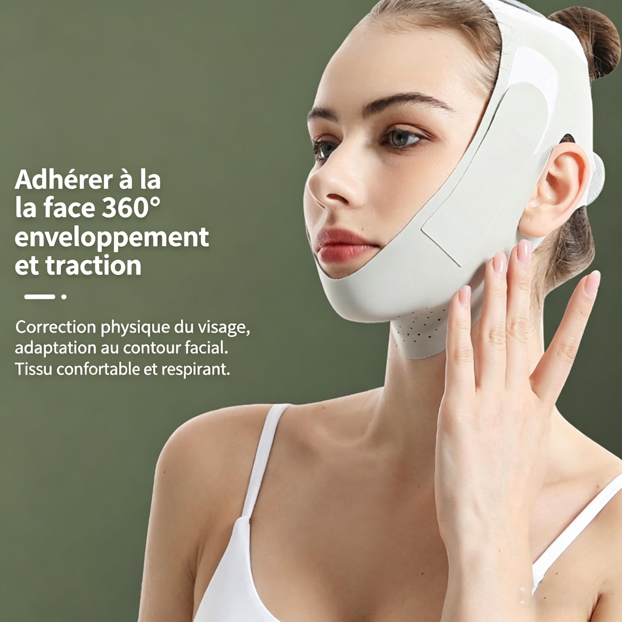 Banda Moldeadora de Colágeno CaraDura Cinta de levantamiento facial transpirable y reutilizable, correa de barbilla para adelgazar y lipocompresión