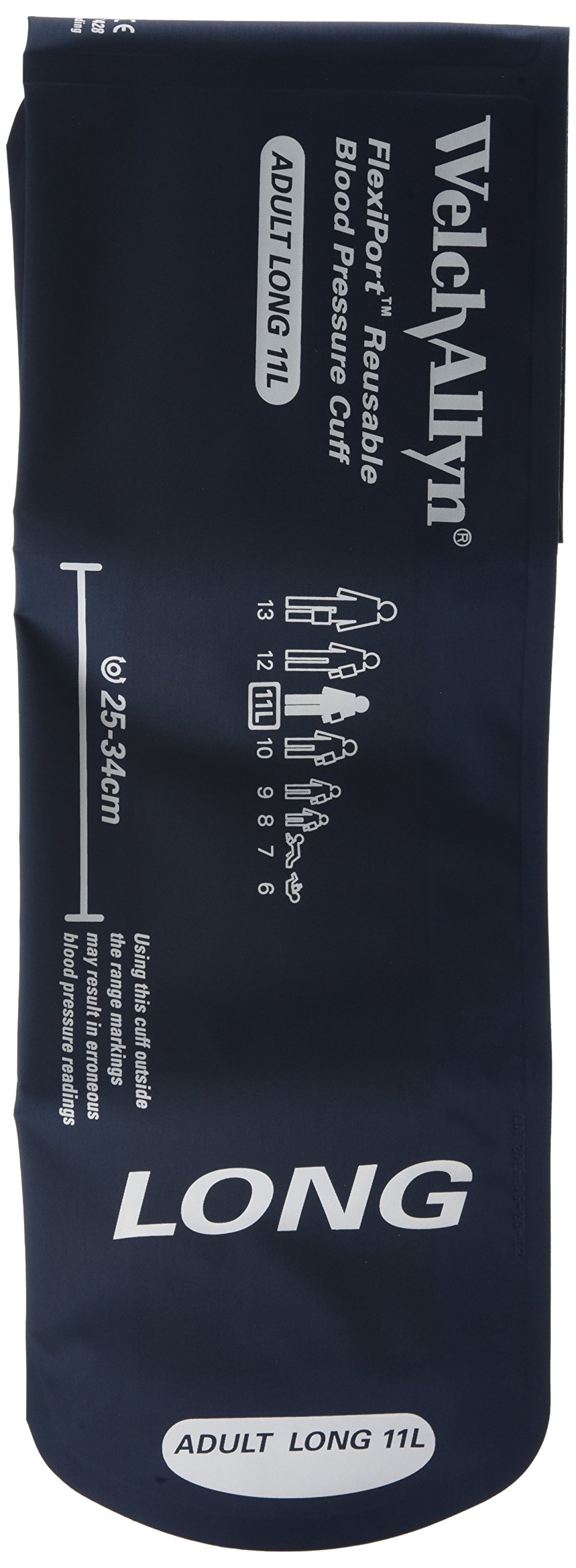 Welch Allyn REUSE-11L-2SC FlexiPort Reusable Blood Pressure Cuffs with Two-Tube Screw-Type Connectors, Adult Long, Size 11L