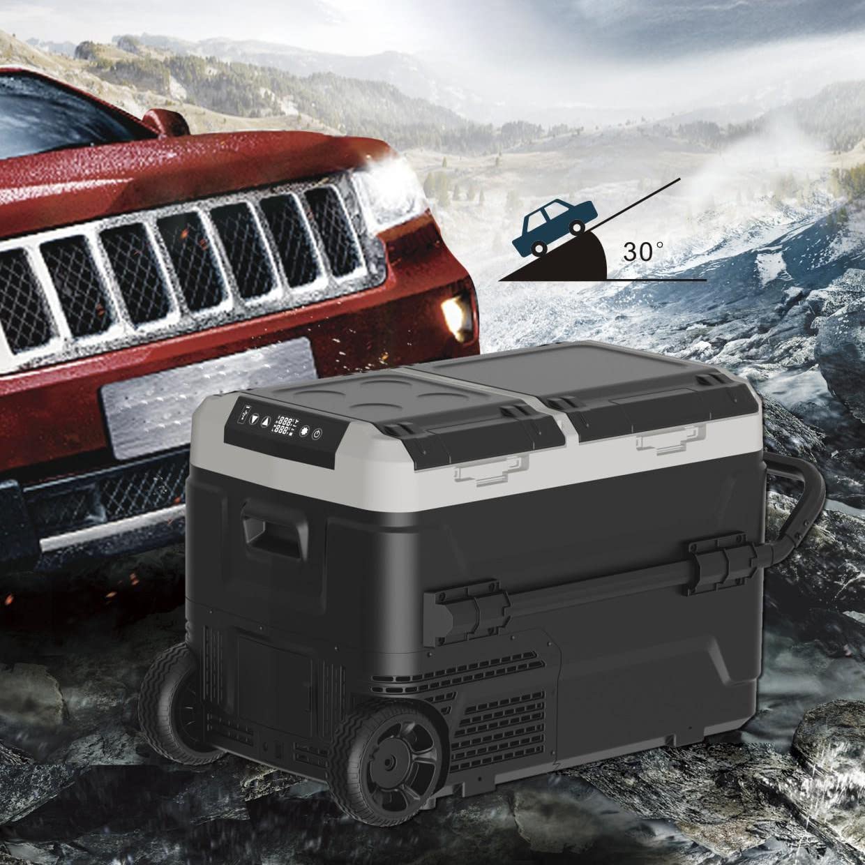 40L/50L/60L frigorifero per auto e uso domestico a doppio uso, auto 12v/24v e frigorifero per uso domestico 110-240v e frigorifero per la conservazione della freschezza con batteria al litio,C