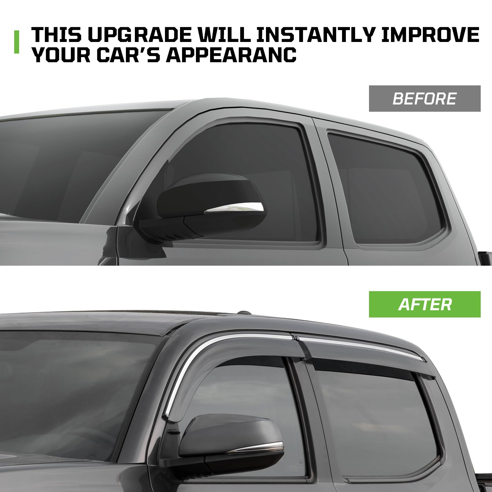 Window Visors Rain Guards Fit for Double Cab Tacoma 2016-2023,Tape-On Rain Guards for Car Windows,Durable PC Material Vent Visors for Cars,Side Window Deflectors for Toyota Tacoma Accessories-4 PCS