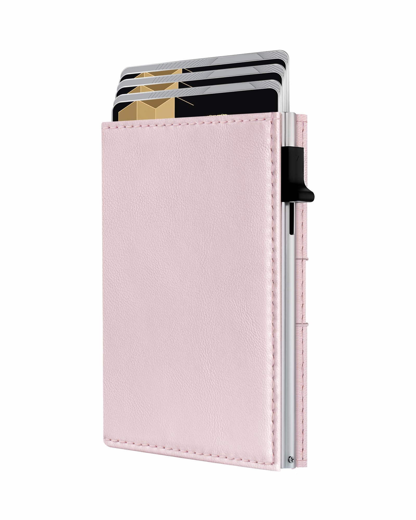 QLD RFID Wallet Women - Small Slim Trifold Wallet Anti-Theft Pop up Card Holder, Minimalist, Ultra Thin, Front Pocket, Premium Leather, 9-11 Cards