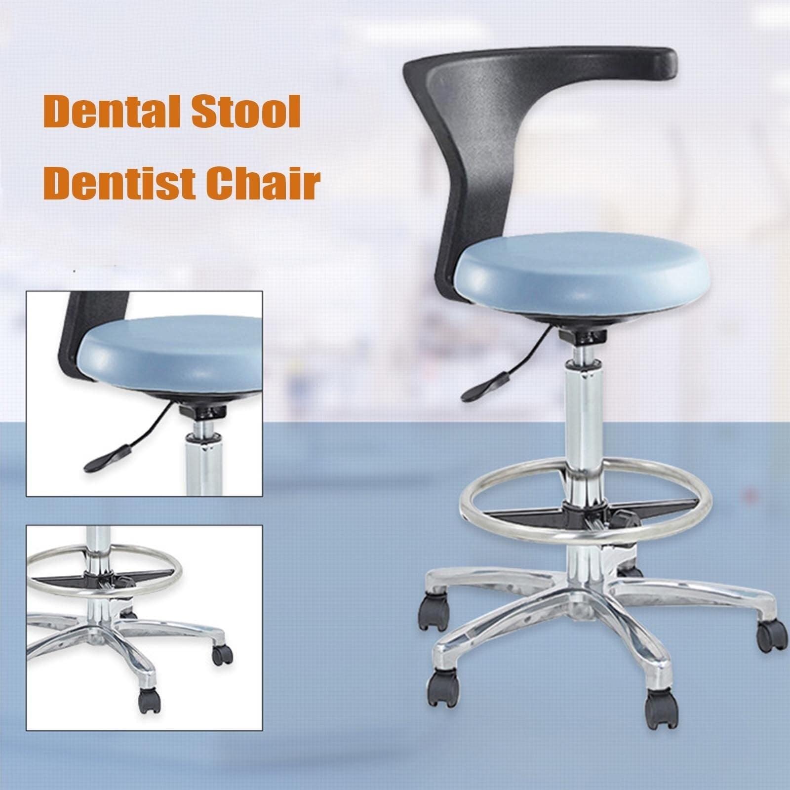 Taburete ajustable con respaldo, taburete médico dental para dentistas, reposabrazos de rotación de 360 grados, taburete auxiliar de piel sintética (B)
