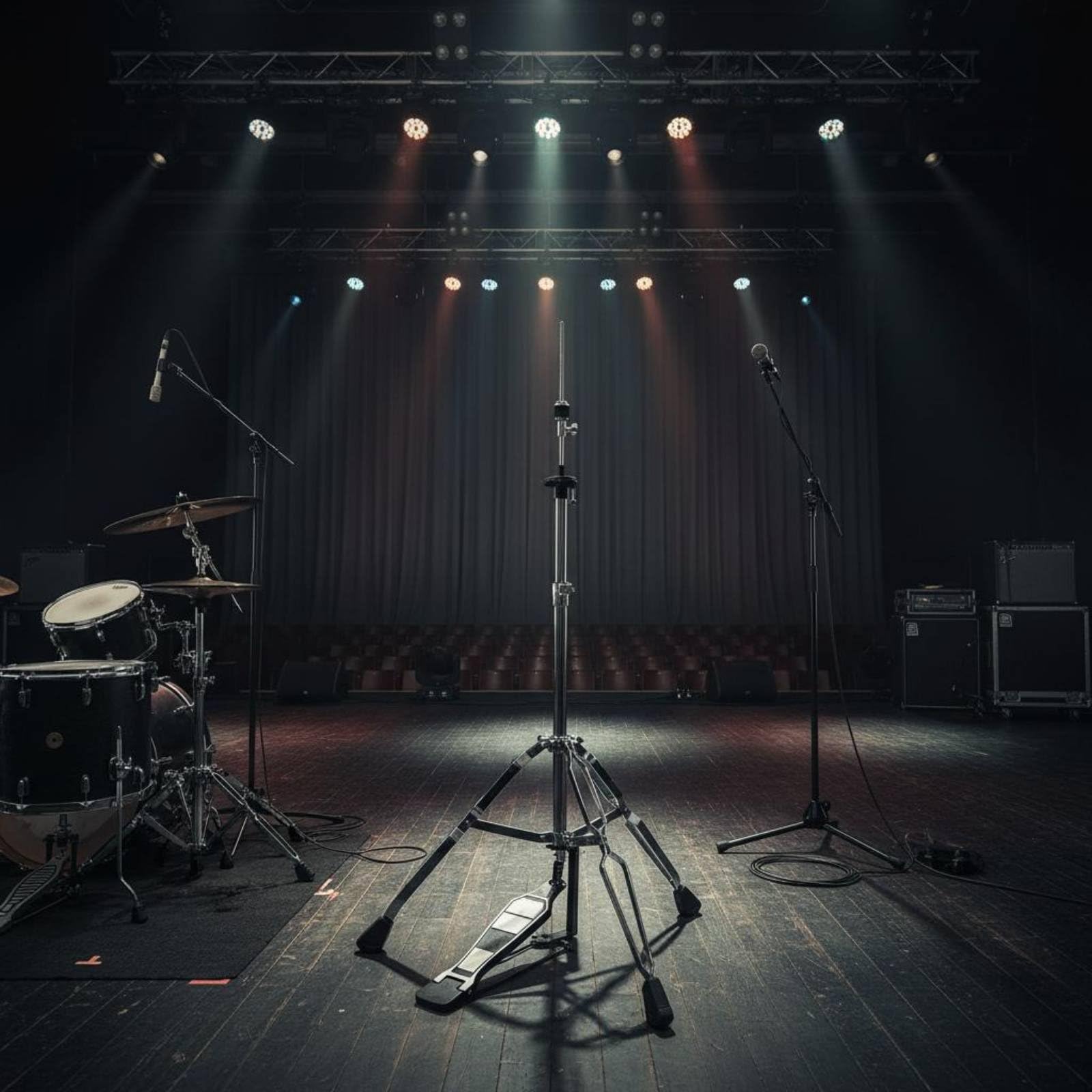 Qianly Stativo Pedale cymbalHat Regolabile Base a Treppiede per Batteristi, Musicisti, Sala Prove, Palco, Studio di Registrazione, 22 Single Board