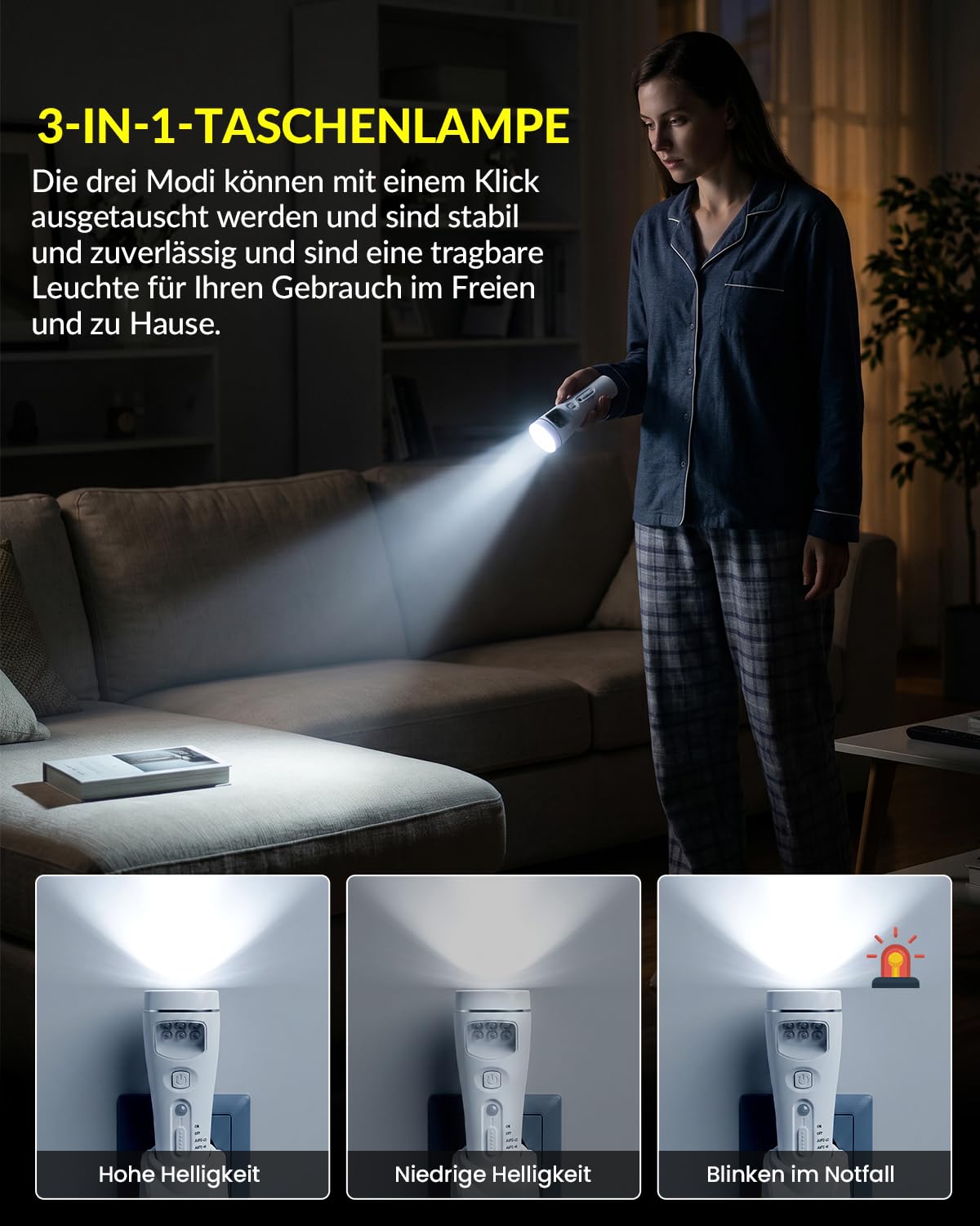 Klarlight 2 Stücke Wiederaufladbare Notleuchten für Stromausfall zu Hause, Automatische Einschaltung Stromausfall Nacht Licht Taschenlampe, EU Stecken Sie Wandtaschenlampe mit Lichtsensor für Hurrikan