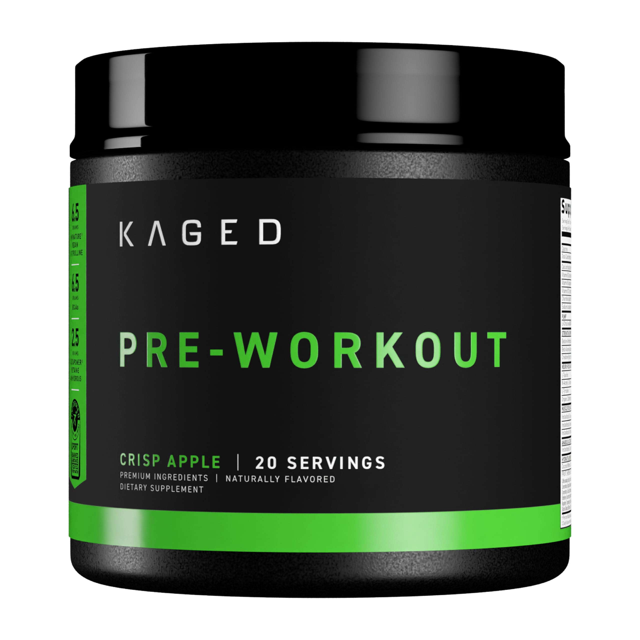 Kaged Pre Workout Powder; MUSCLE Preworkout for Men & Pre Workout Women, Delivers Intense Workout Energy, Focus & Pumps; Supplements, Krisp Apple, Natural Flavors