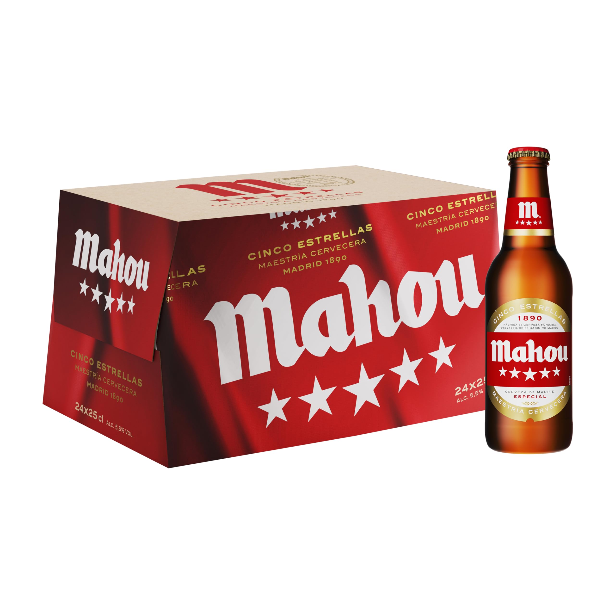 Bier Mahou 5 Sterne 24x25cl (Pack 24 Flaschen)