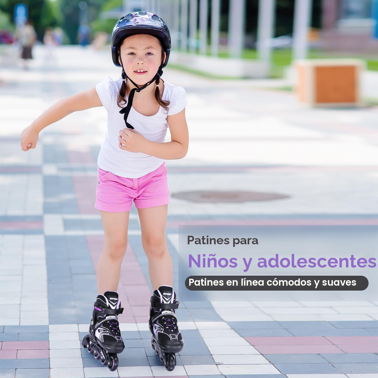 TOMSHOO Patines en Línea Ajustables para Niña Niños, Patines 4 Ruedas LED Iluminadas, Patines Línea para Niños, Niñas, Adolescentes Principiantes