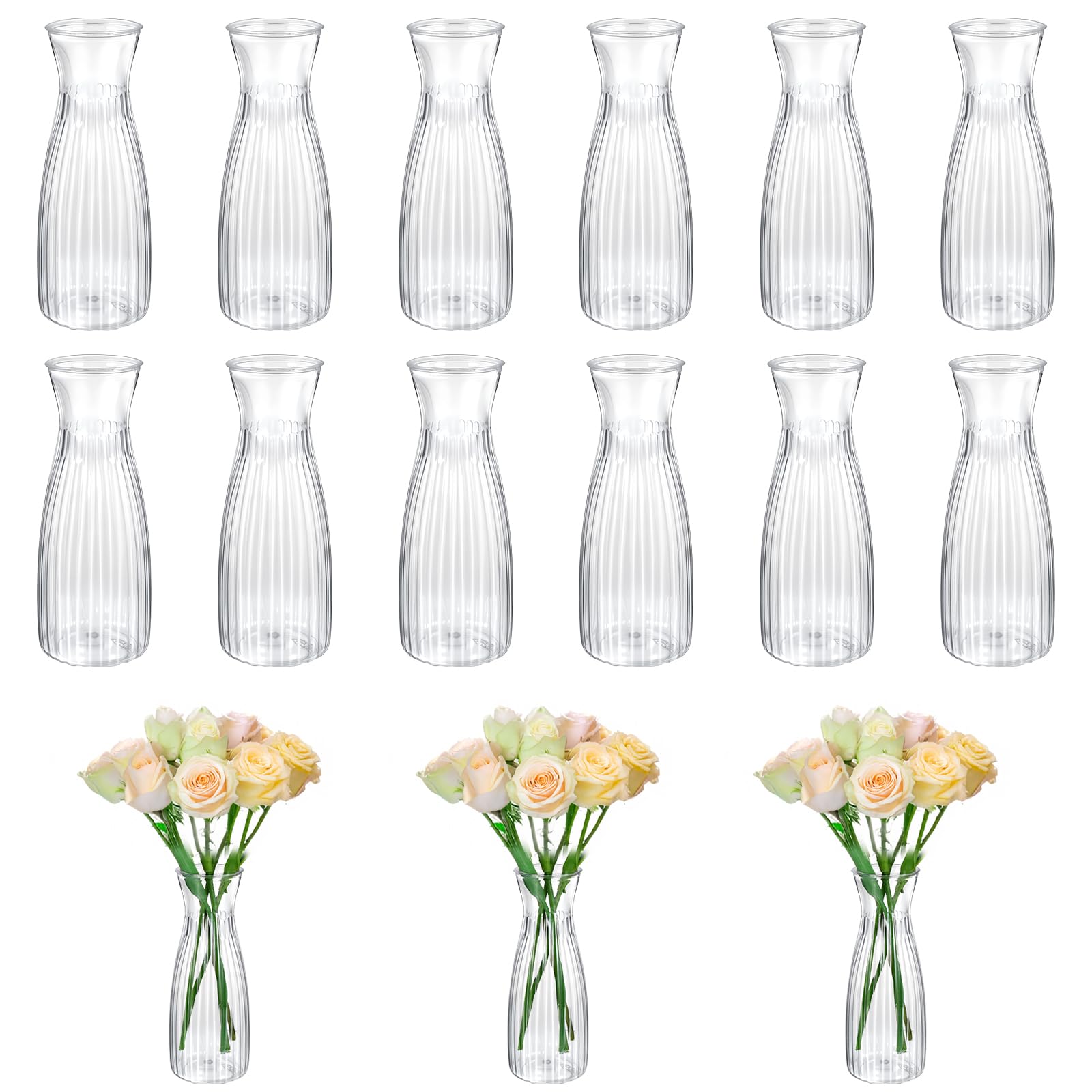 Photo 1 of 12Pcs Plastic Bud Vases Bulk Small Plastic Vases, Clear Container for Flowers Height Shatterproof Bud Vase, Mini Vintage Floral Vase for Home Decor, Living Room, Office Decoration, Housewarming Party
