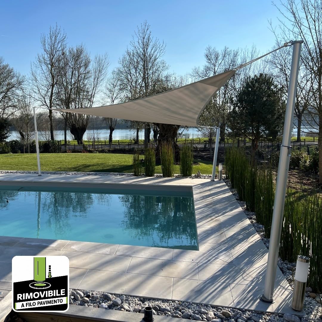 Palo per Vela Ombreggiante in Alluminio Gard&Rock. Telescopico e Removibile | Supporto per ogni terreno – Si inserisce nella Base di Ancoraggio (non incl.) – Salvaspazio – Terrazza, giardino e piscina