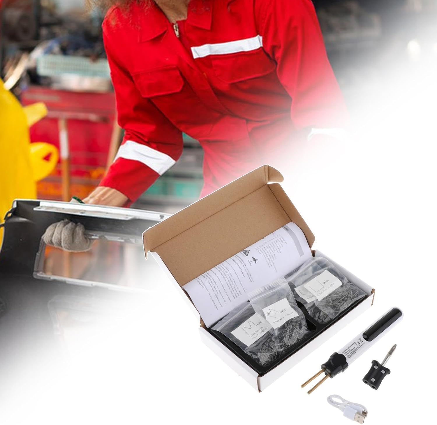 Welding Machine Car Bumpers Repair Professional with Staples Hot Stapler Pen Welding Crack Machine, A/117 (Color : B)