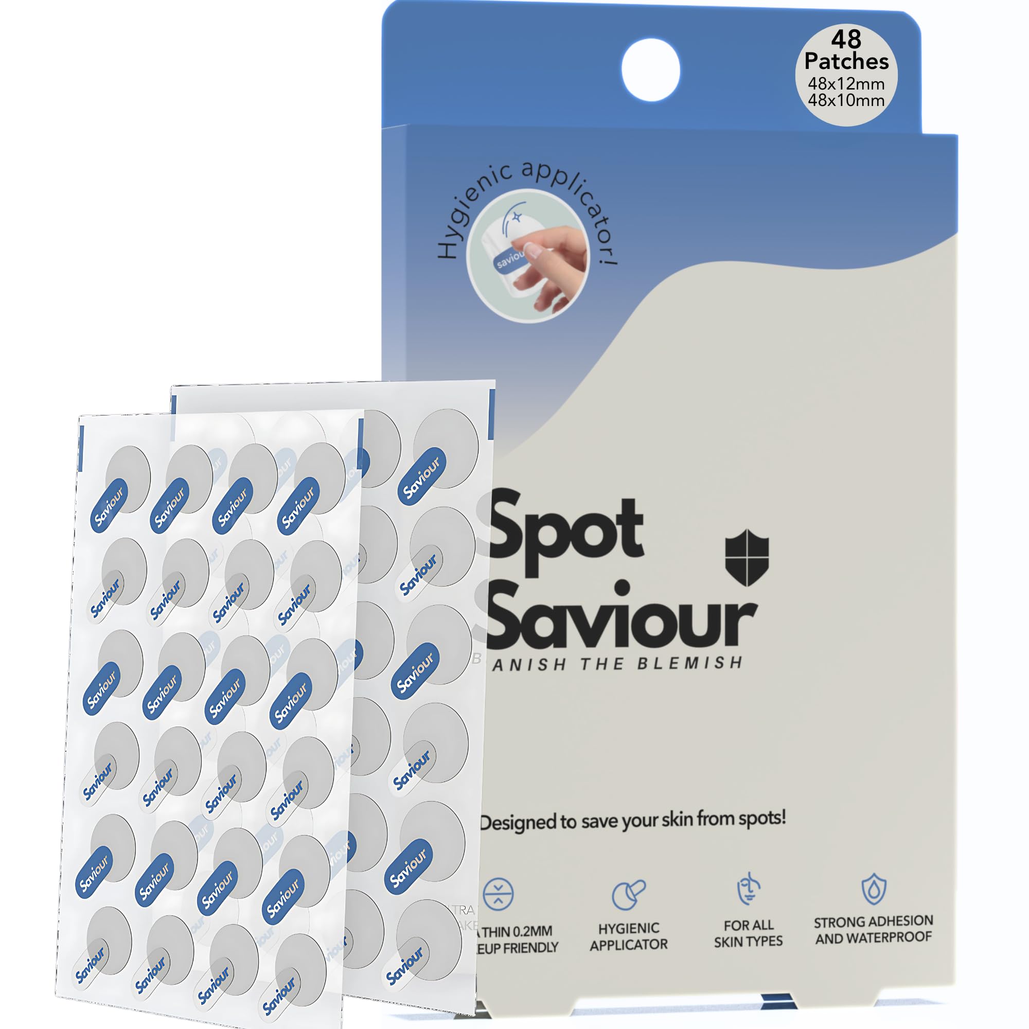 New Hygienic Pimple Patches | Fast Acting 48 Korean Spot Patches for Safe Acne Treatment | Mighty Saviour Dots for Acne | Invisible Hydrocolloid Patches Stickers For Face Stocking Fillers