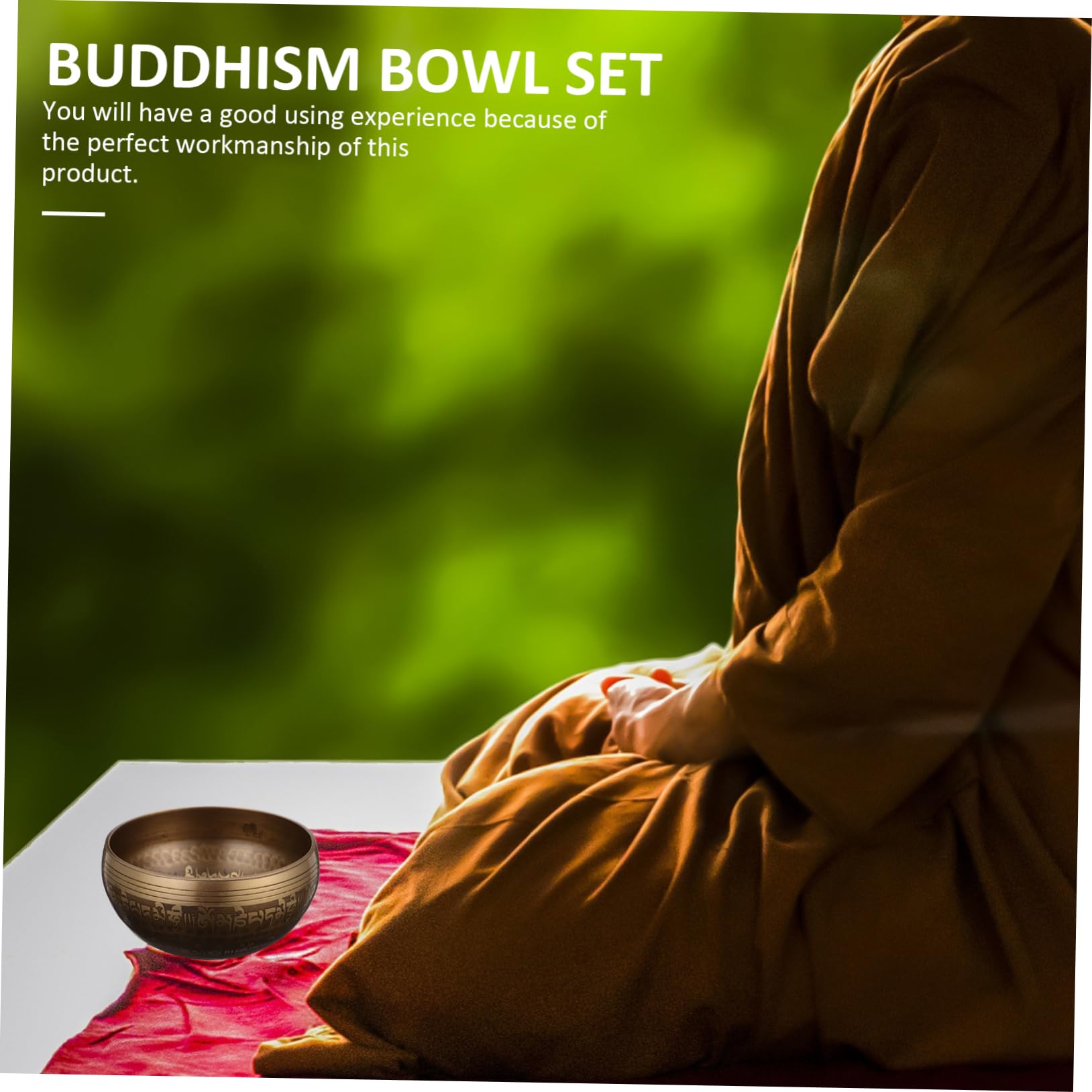 2 Sets Klangschale, tibetische Gong-Klangbadschalen, Gebetsschale, Klangschale mit Stab, Glocke, Meditationsschale mit Stab, tibetische Heilschalen, langlebige Meditationsschale, Yoga, Holzornament