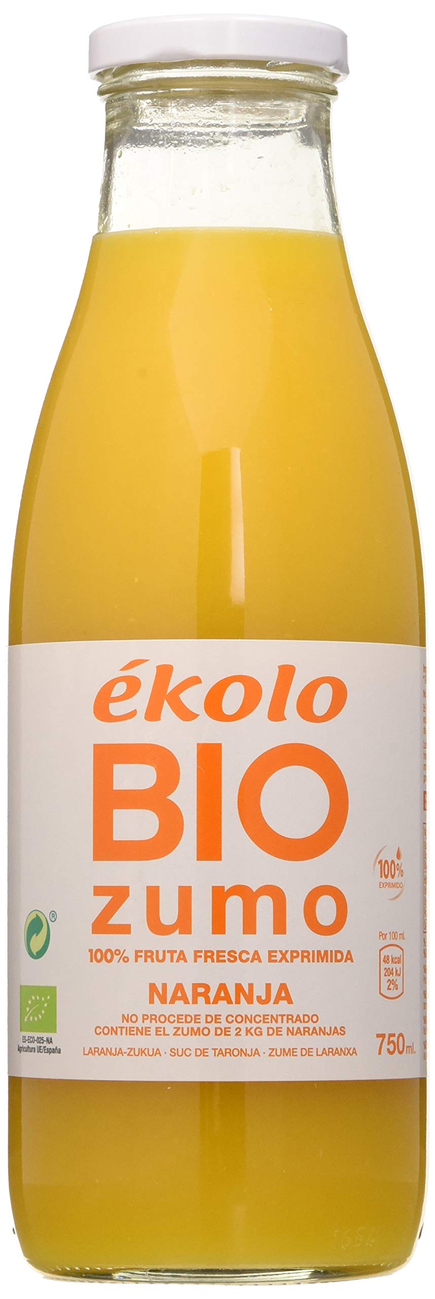 Ekolo Zumo De Naranja Ecológico, 100% Exprimido, 6 Botellas * 750Ml 4500 ml
