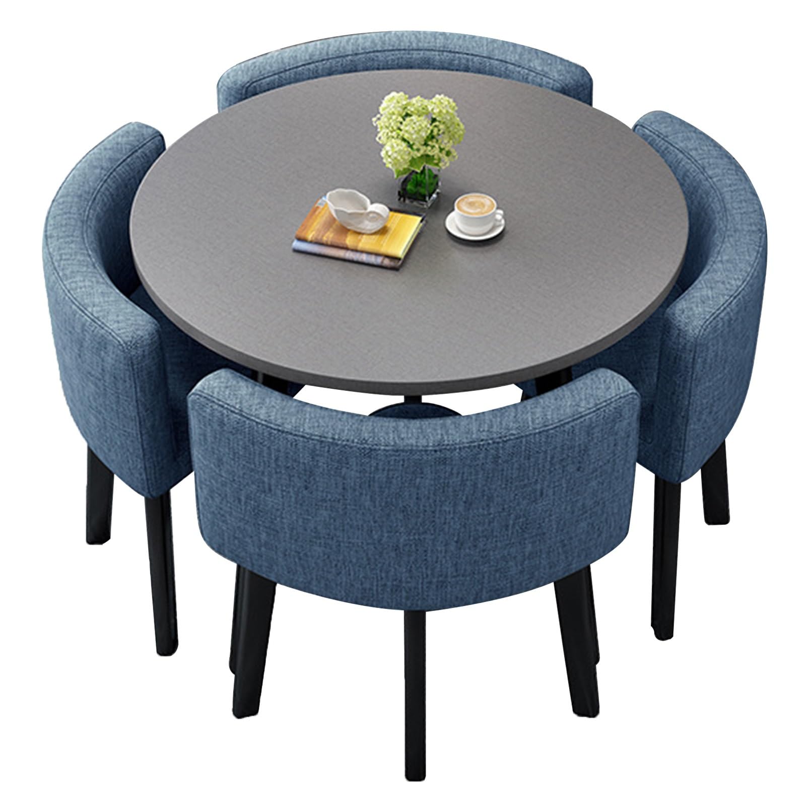 AYCDL 31.5in Round Dining Table Set with 4 Chairs for Office Meetings Conference Rooms and Garden Breakfast Bar Fur,Blue-70cm/27.5in